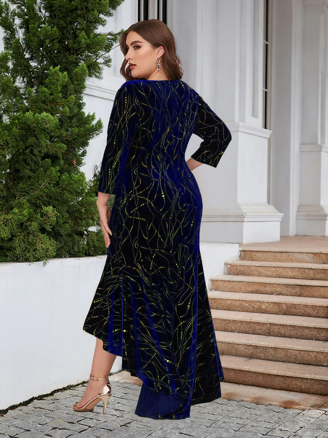 Plus Size Ruffle Hem High-Low Dress - Image 9