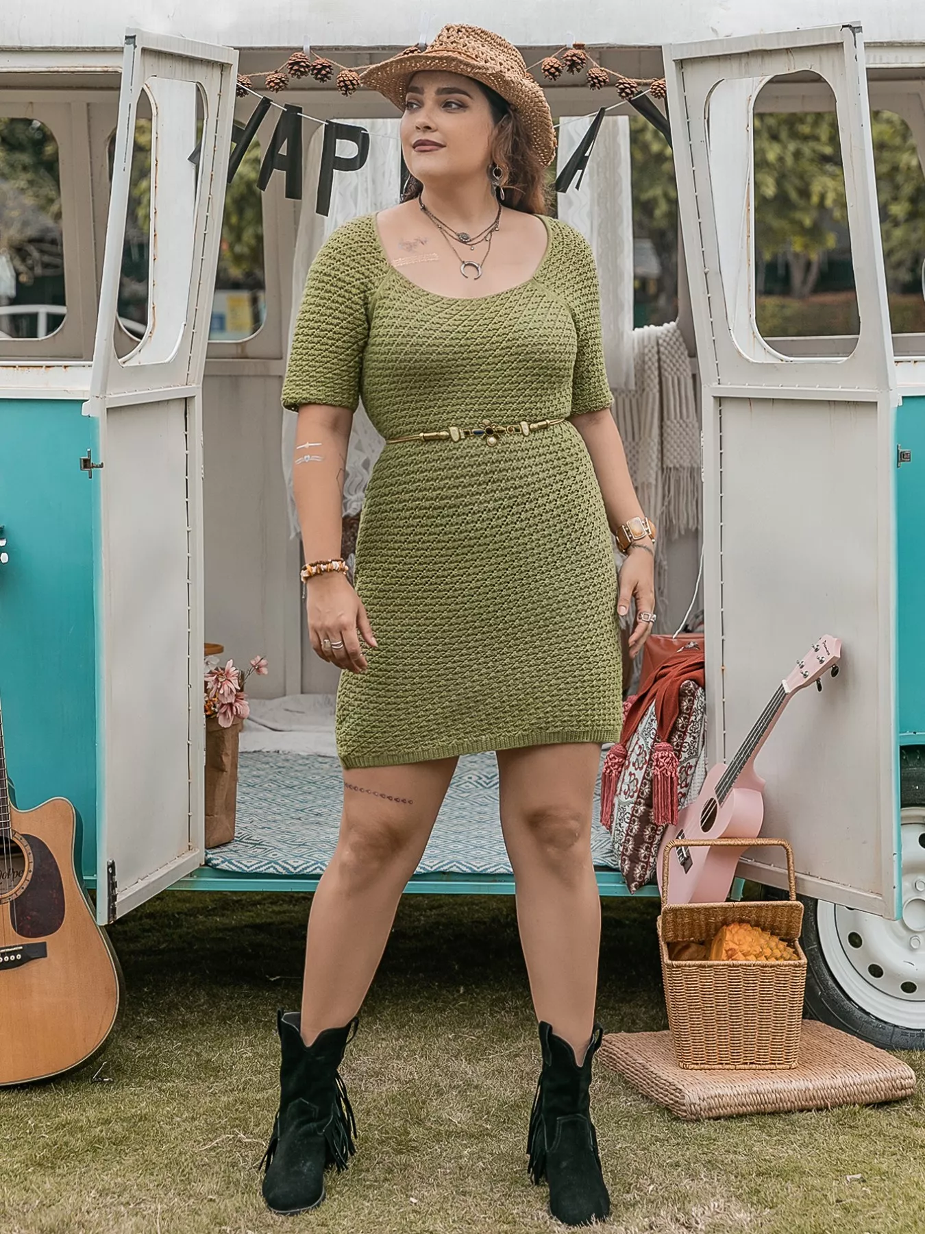 Plus Size Textured Knit Mini Dress - Image 8