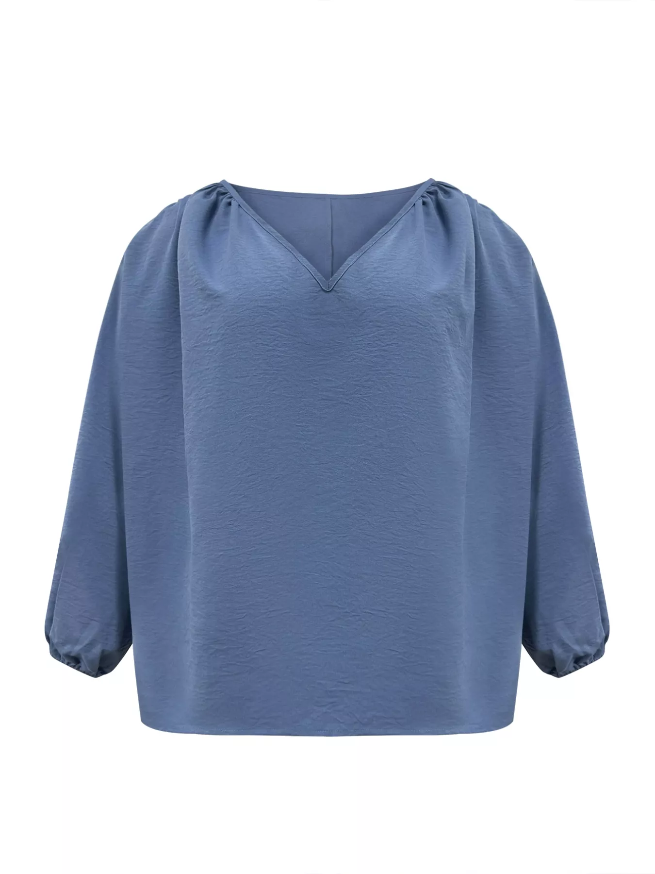 Plus Size V-Neck Long Sleeve Blouse - Image 2