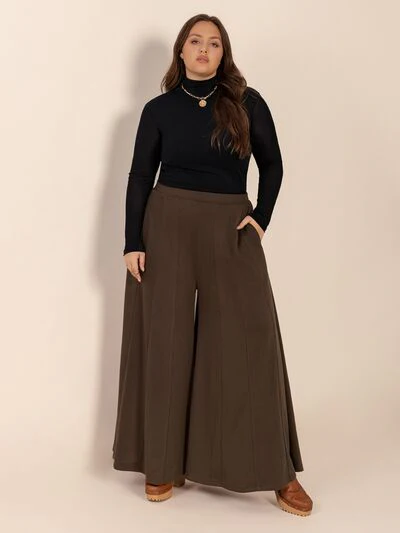 Plus Size Wide Leg Pants with Pockets - Image 5