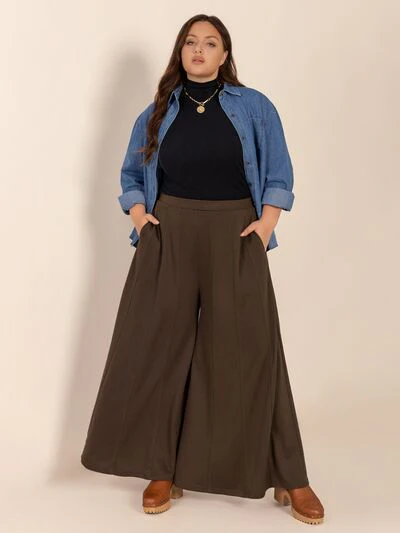 Plus Size Wide Leg Pants with Pockets - Image 8