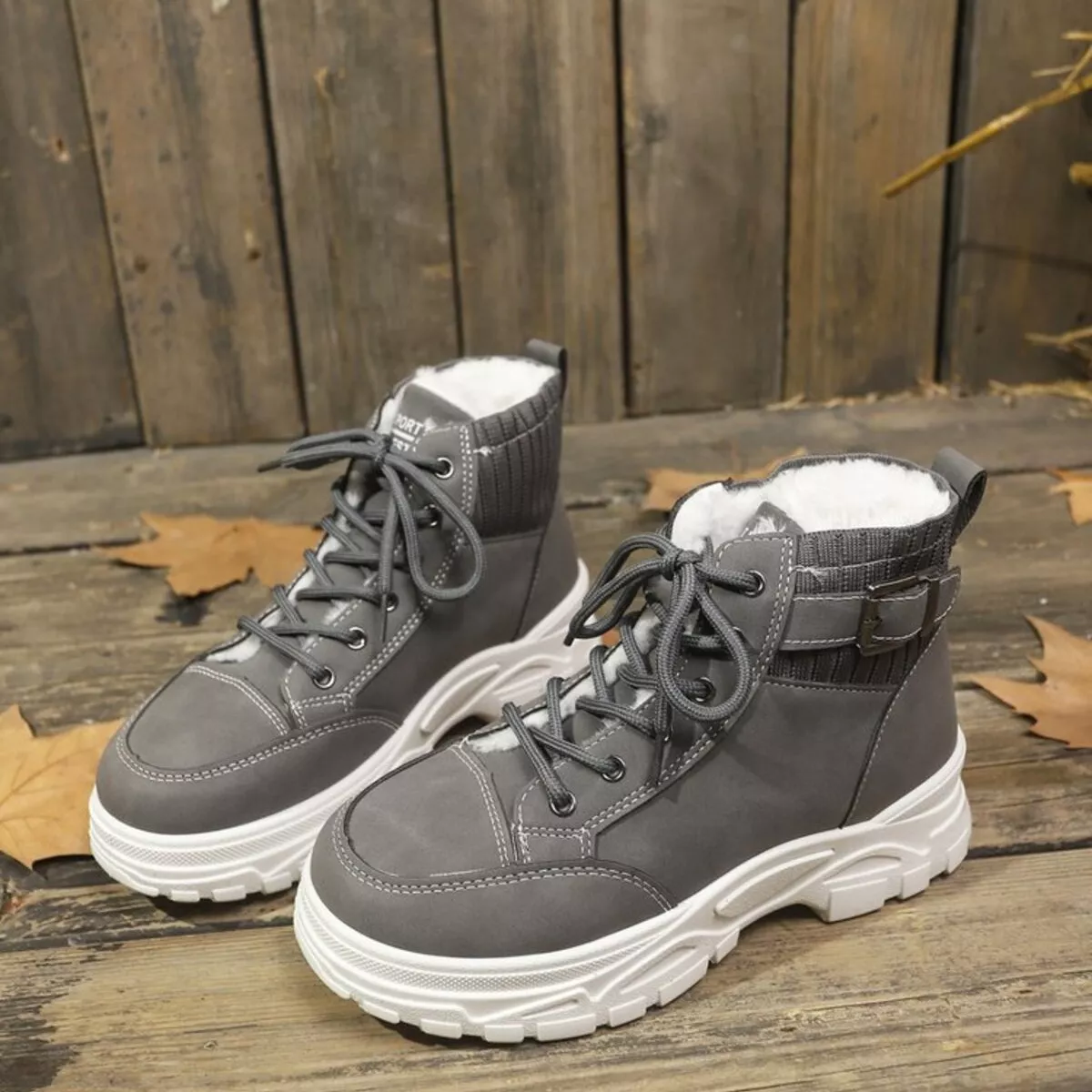 Plush Lining Lace Up Boots - Image 10
