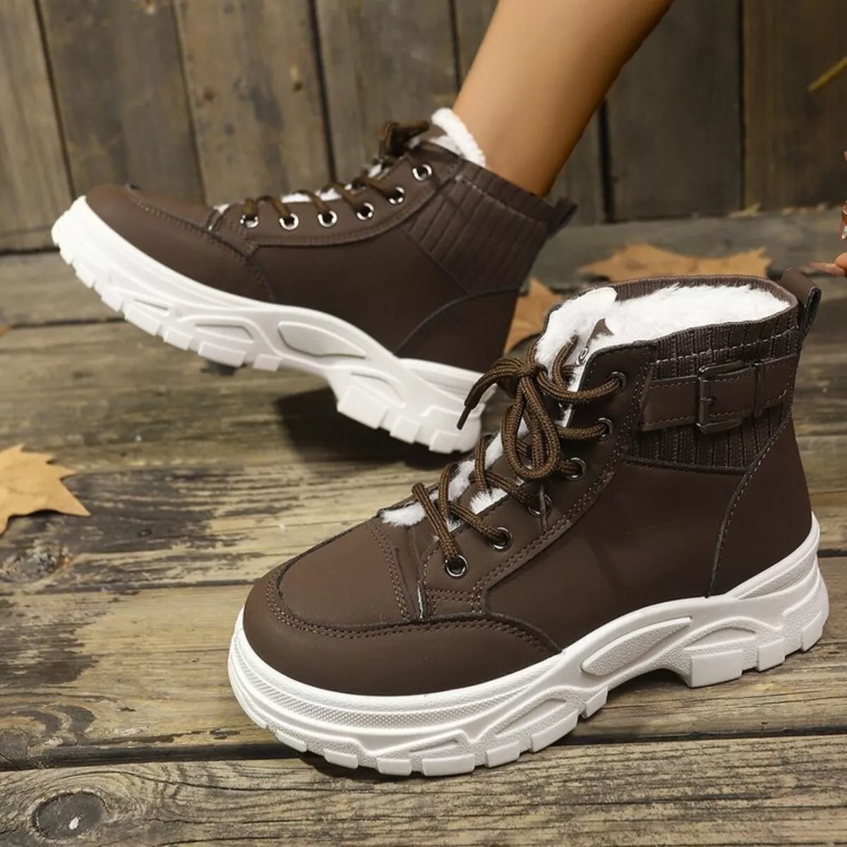Plush Lining Lace Up Boots - Image 12