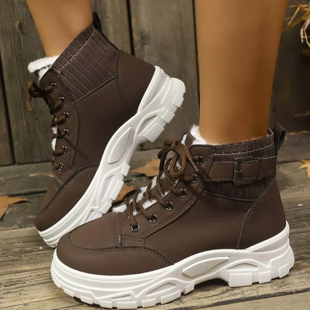 Plush Lining Lace Up Boots - Image 13