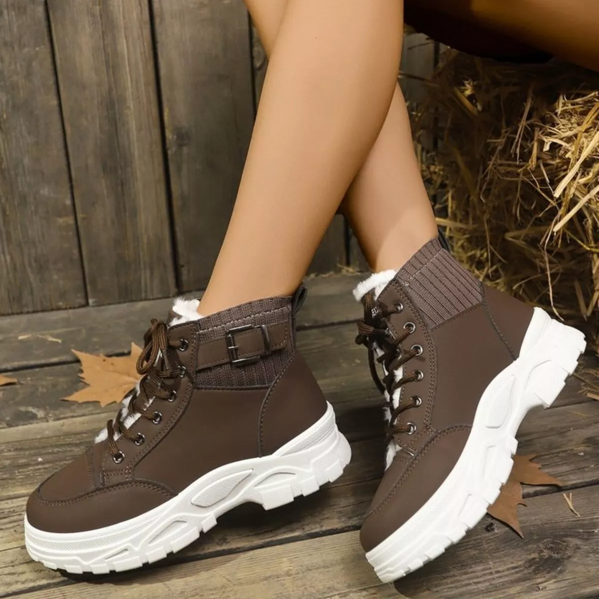 Plush Lining Lace Up Boots - Image 15