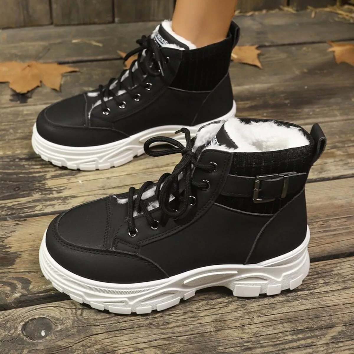 Plush Lining Lace Up Boots - Image 2