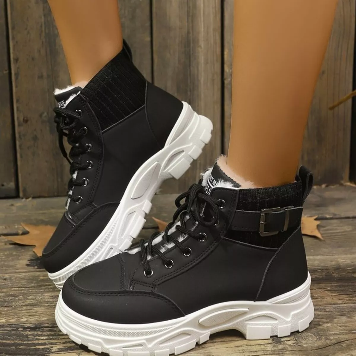 Plush Lining Lace Up Boots - Image 3