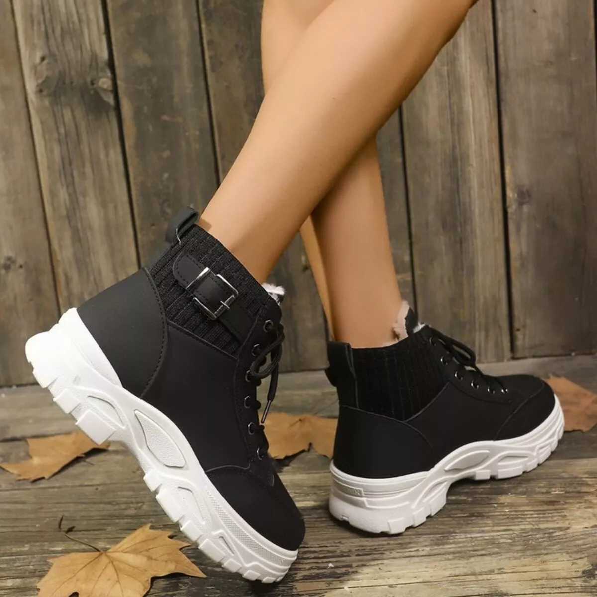 Plush Lining Lace Up Boots - Image 4