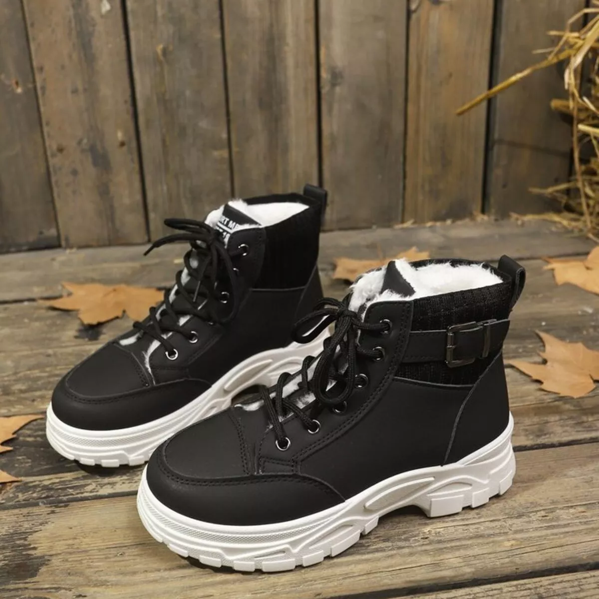 Plush Lining Lace Up Boots - Image 5