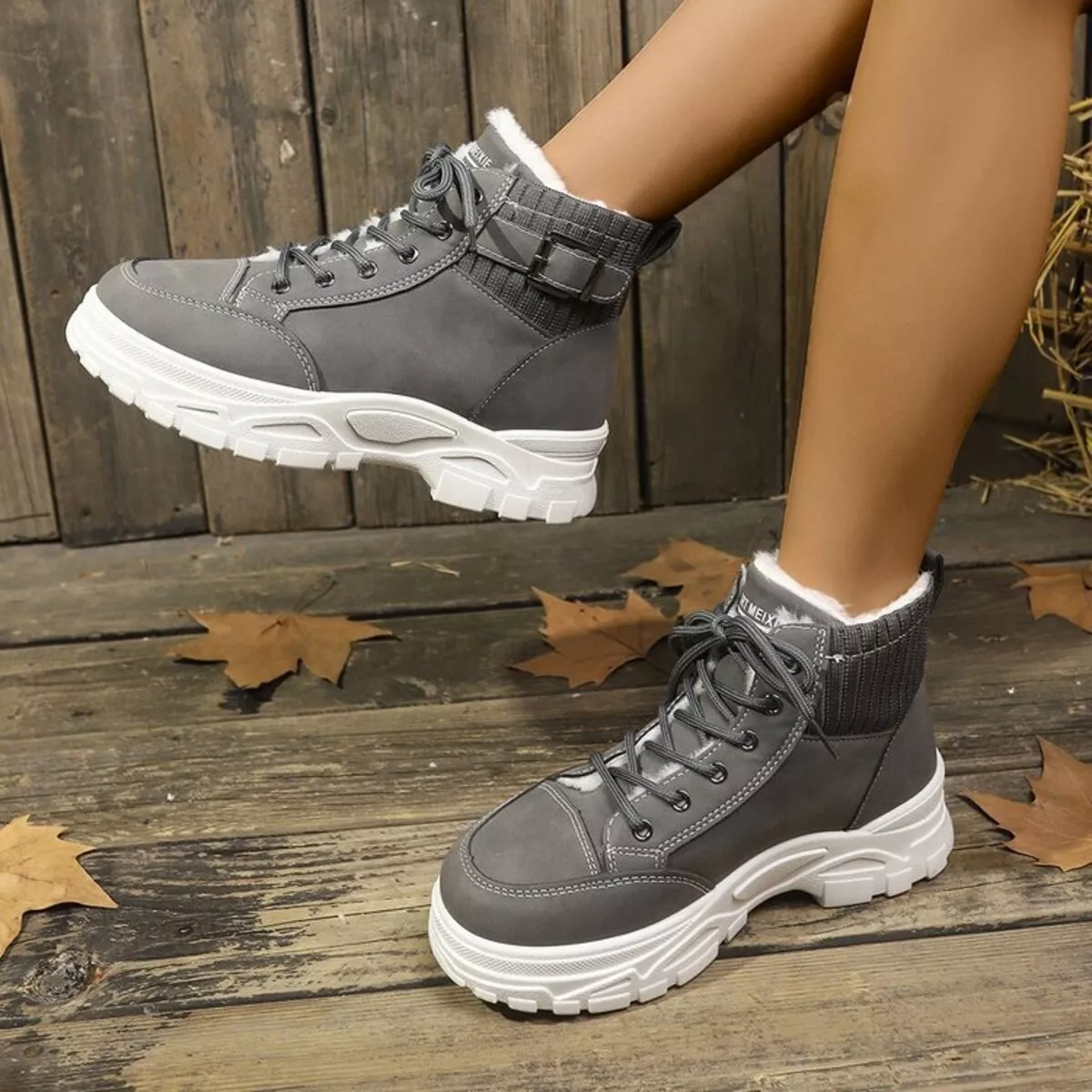 Plush Lining Lace Up Boots - Image 6