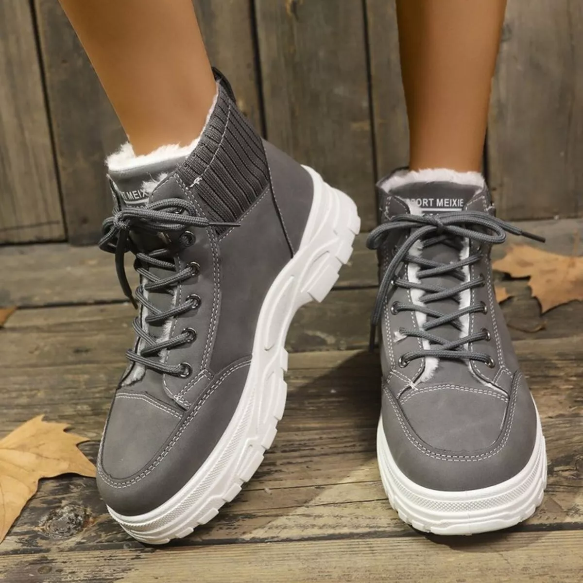 Plush Lining Lace Up Boots - Image 7