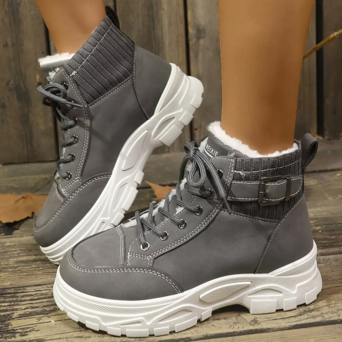 Plush Lining Lace Up Boots - Image 8