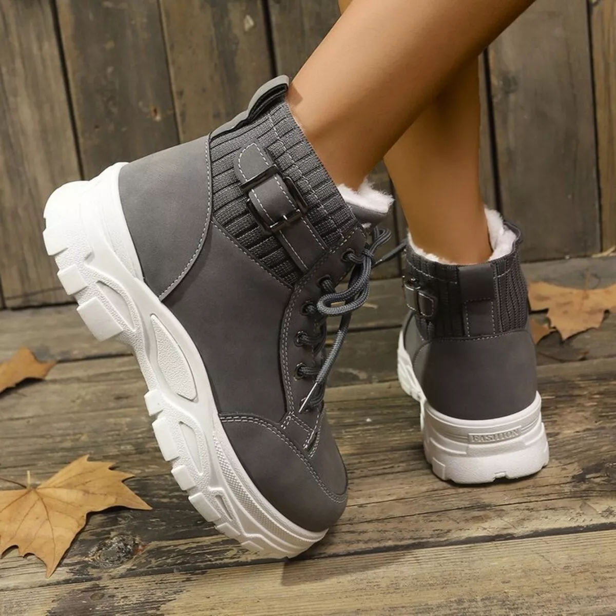 Plush Lining Lace Up Boots - Image 9