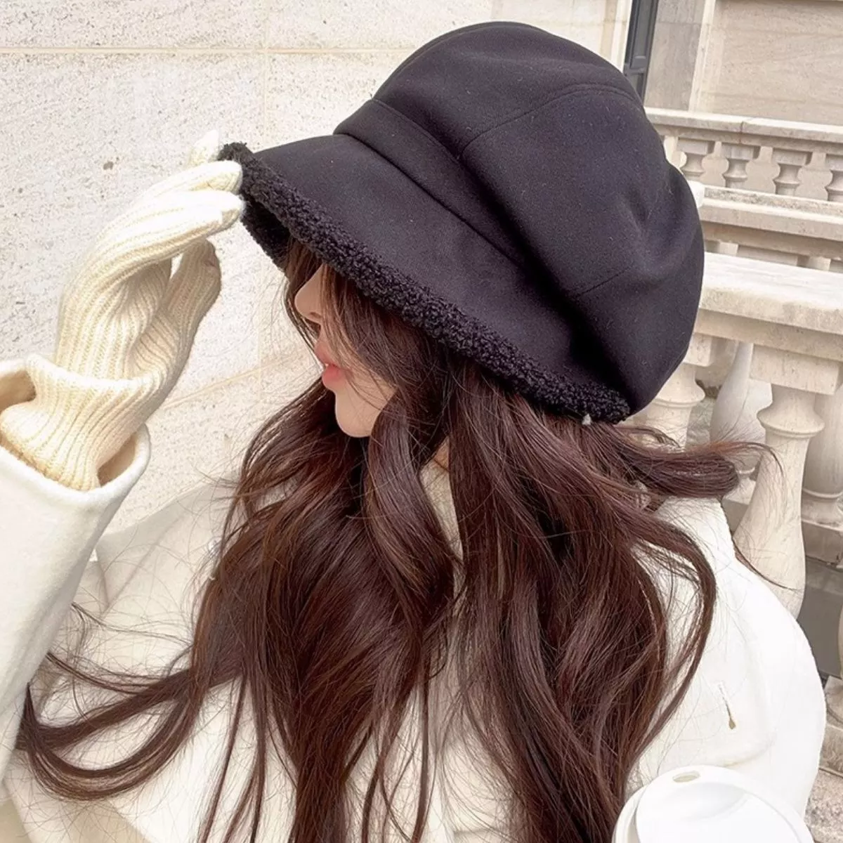 Plush Trim Baker Boy Hat - Image 4