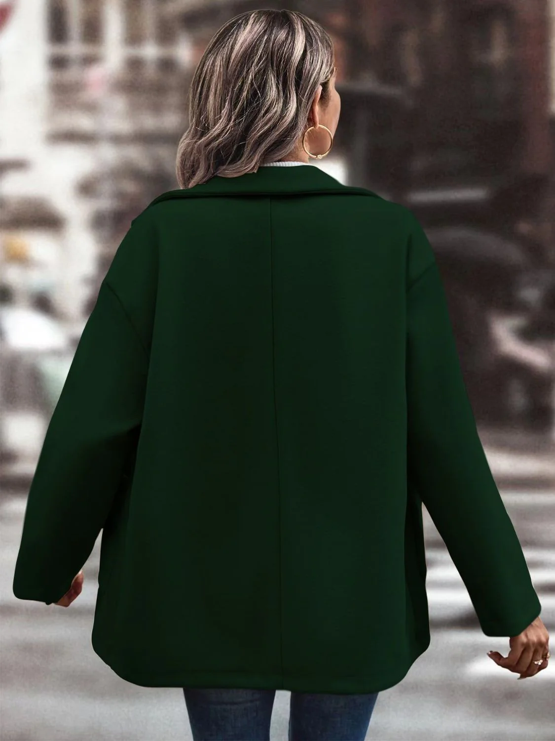 Pocketed Collared Neck Button Up Jacket - Image 5