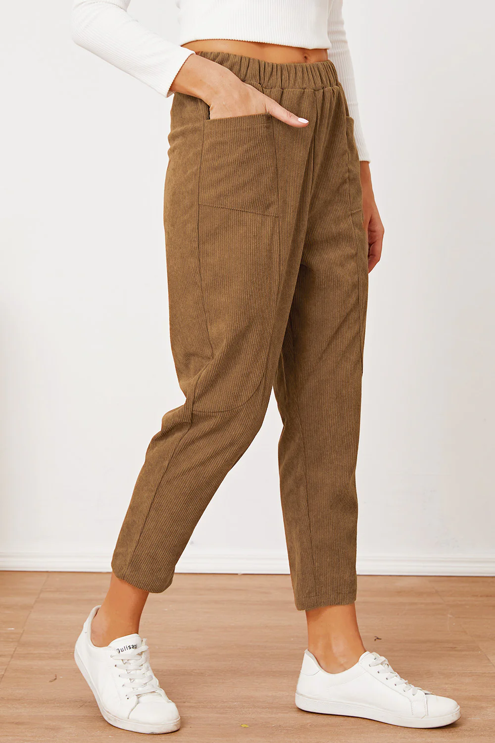 Pocketed Elastic Waist Pants - Image 4