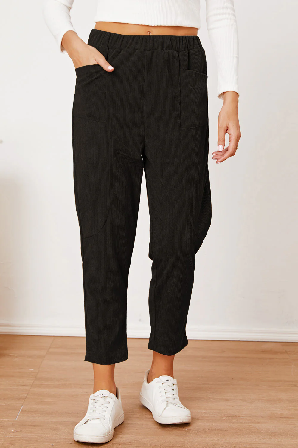 Pocketed Elastic Waist Pants - Image 5
