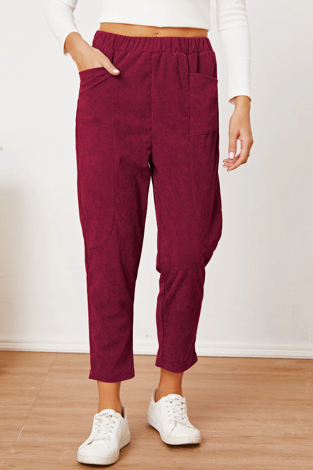 Pocketed Elastic Waist Pants - Image 8