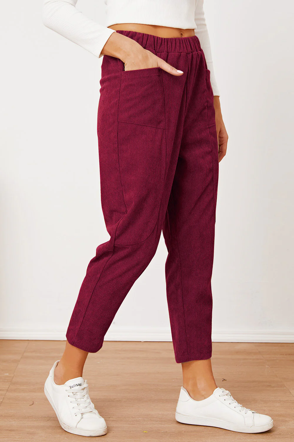 Pocketed Elastic Waist Pants - Image 9