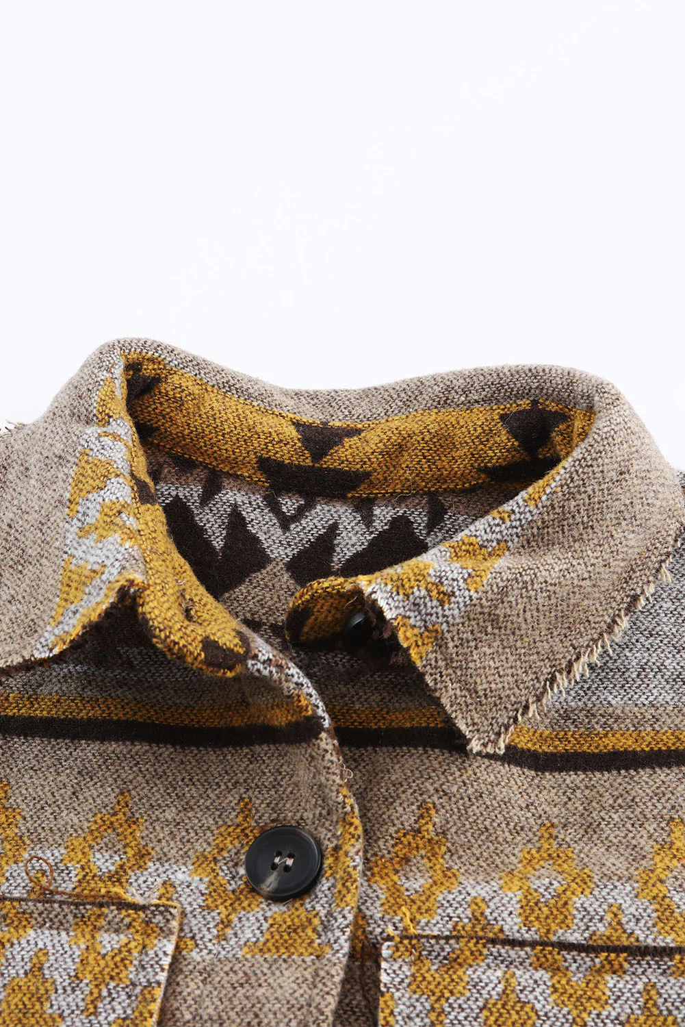 Pocketed Geometric Collared Neck Jacket - Image 10
