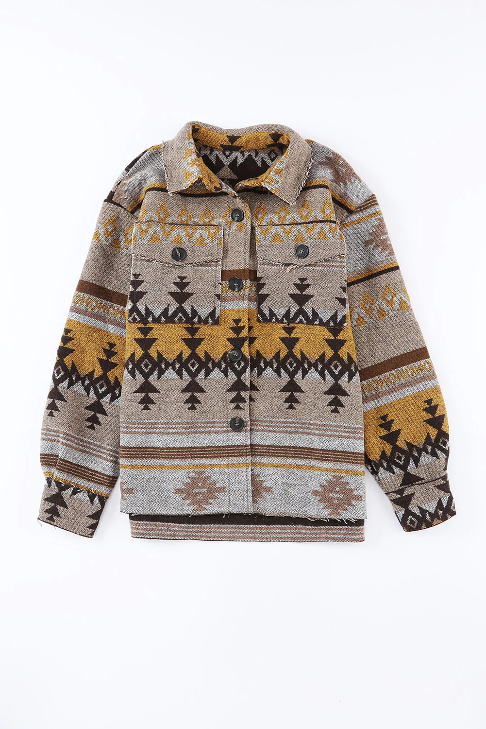 Pocketed Geometric Collared Neck Jacket - Image 8