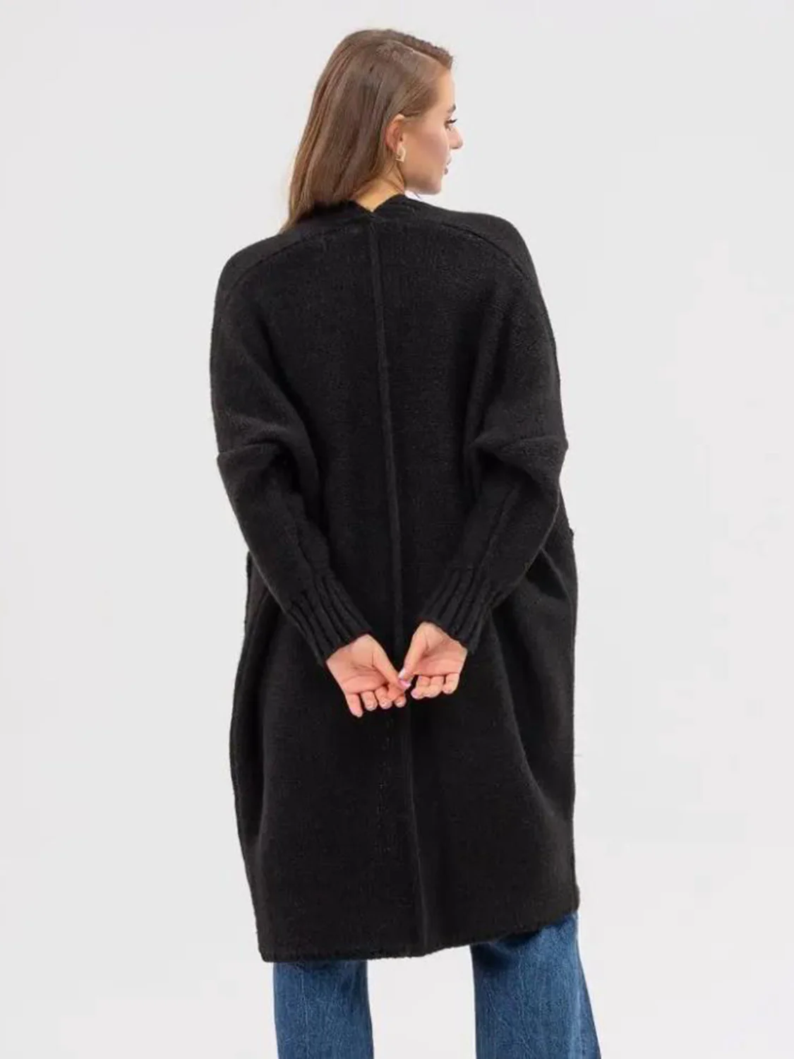 Pocketed Open Front Long Sleeve Longline Cardigan - Image 16