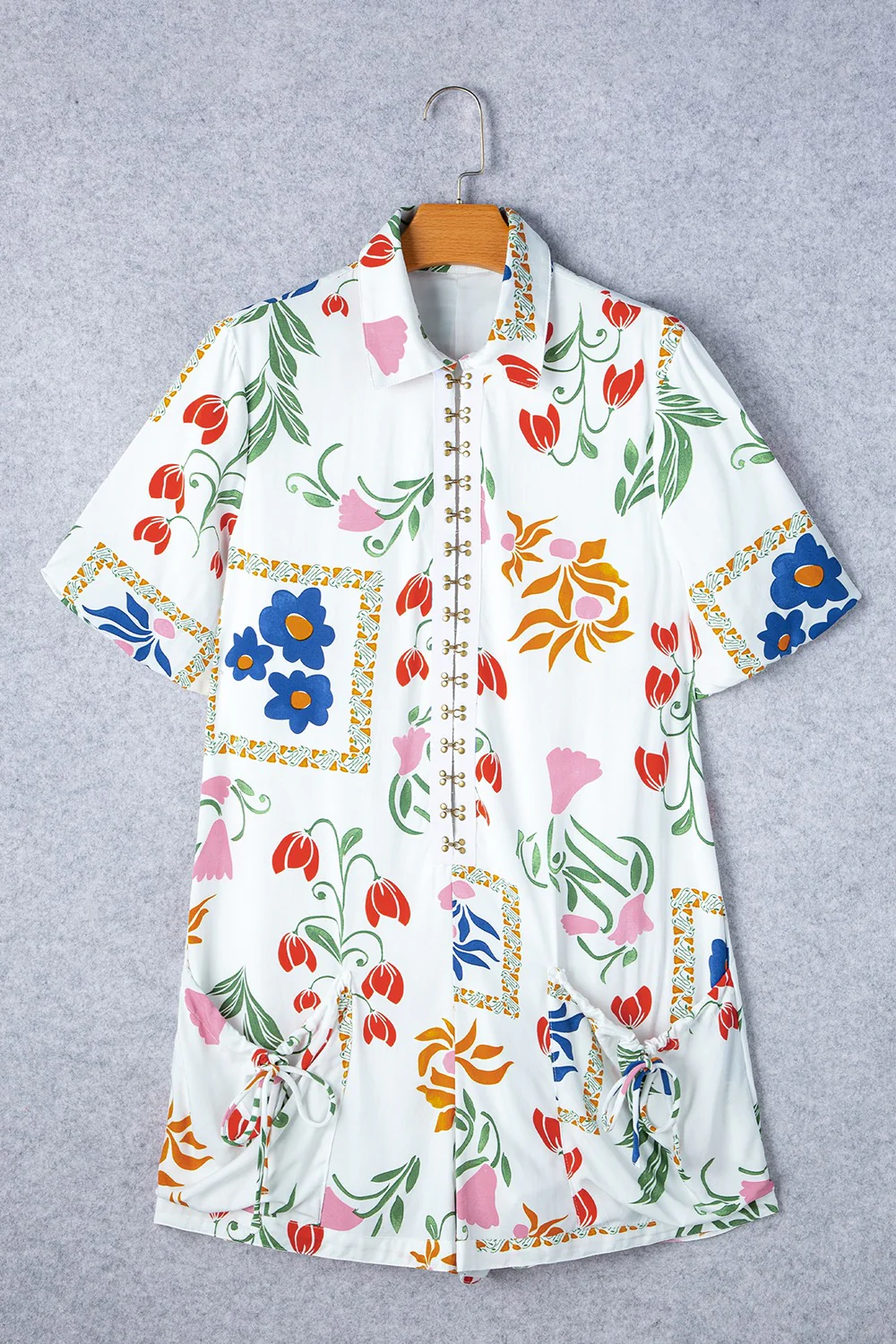 Pocketed Printed Half Sleeve Romper - Image 3