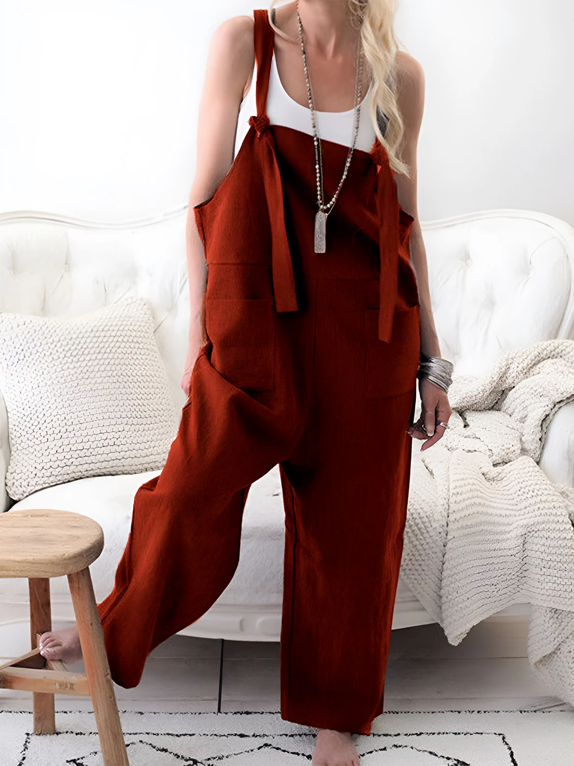 Pocketed Wide Strap Overalls - Image 3