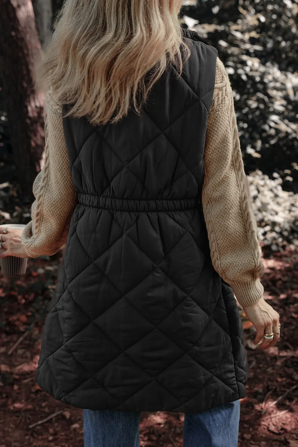 Pocketed Zipper and Button Vest Coat - Image 10