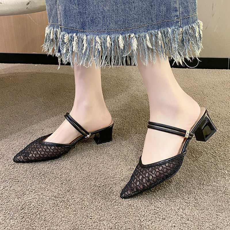 Point Toe Block Heel Sandals - Image 4