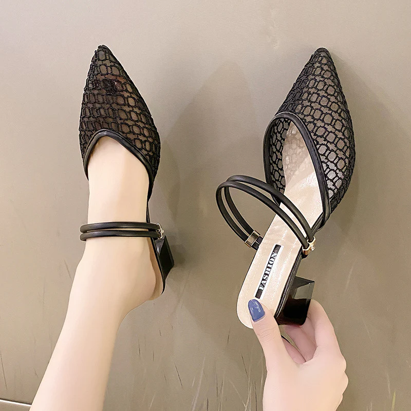 Point Toe Block Heel Sandals - Image 6