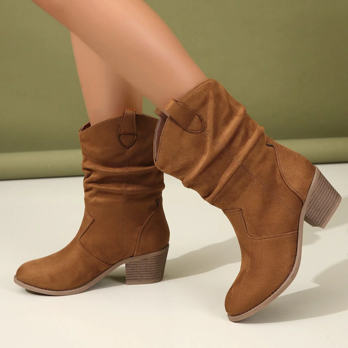 Point Toe Block Heels Boots - Image 2