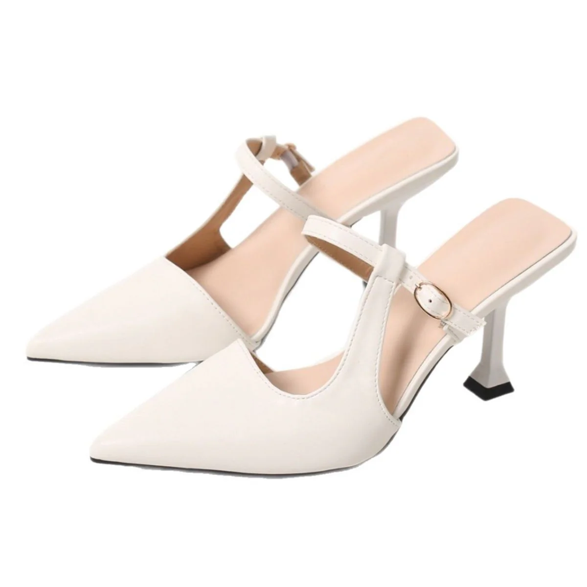 Point Toe Flare Heel Slingback Pumps - Image 5