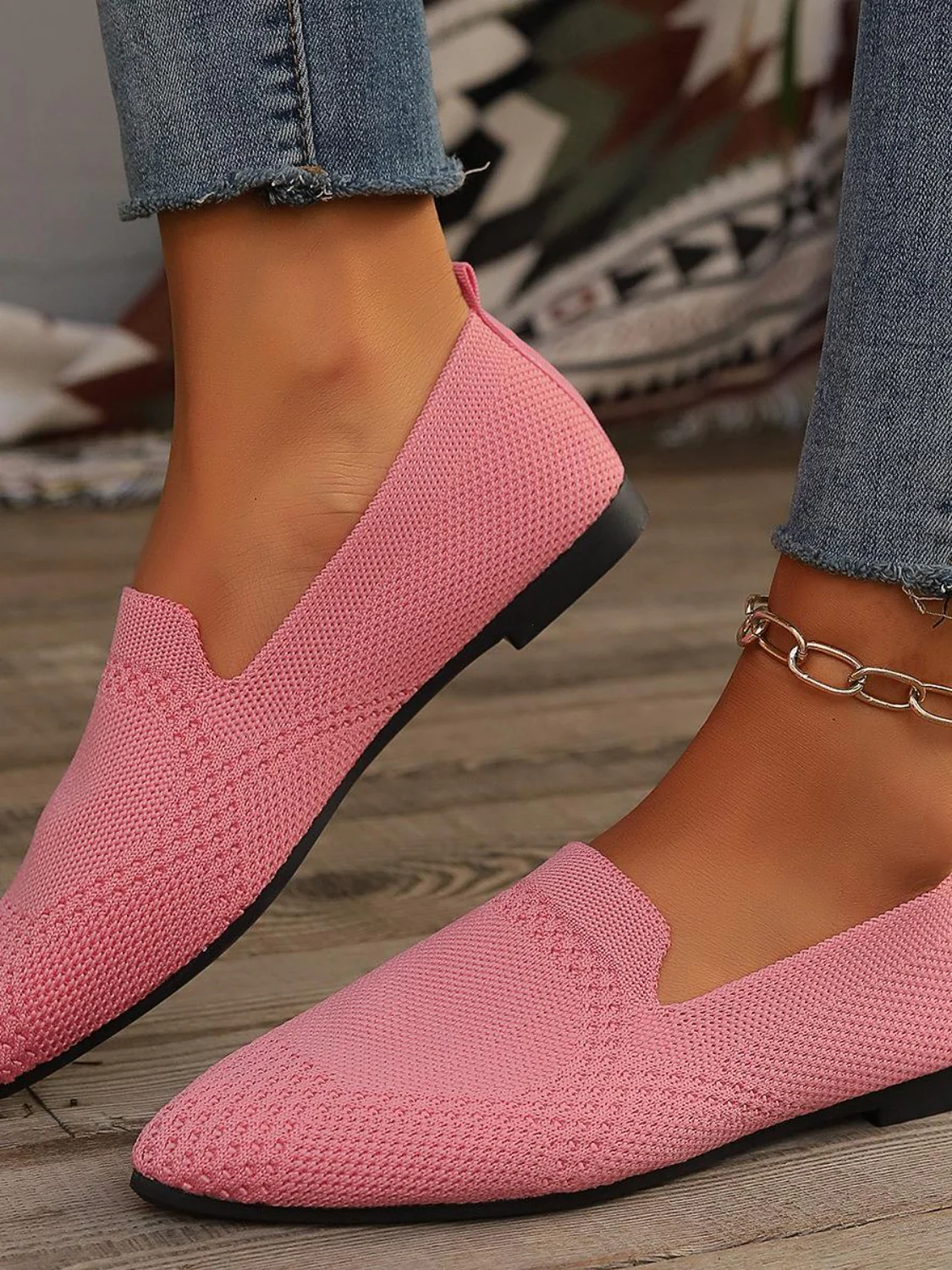 Point Toe Mesh Flats Slip-Ons - Image 4