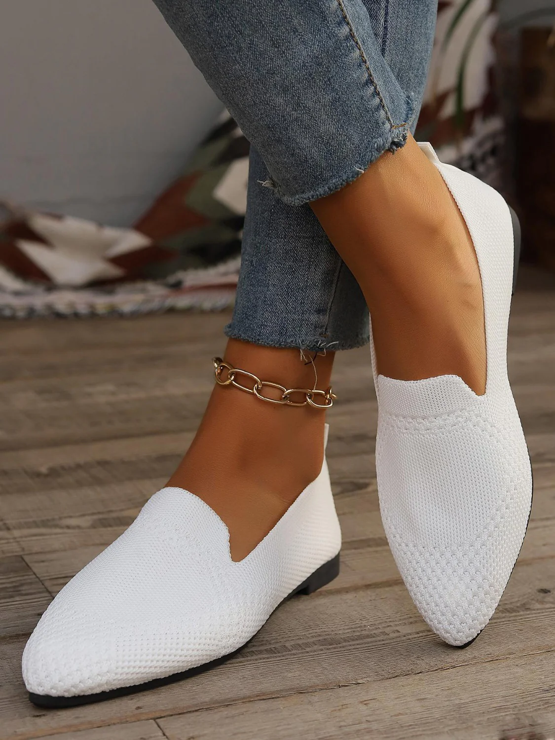 Point Toe Mesh Flats Slip-Ons - Image 5