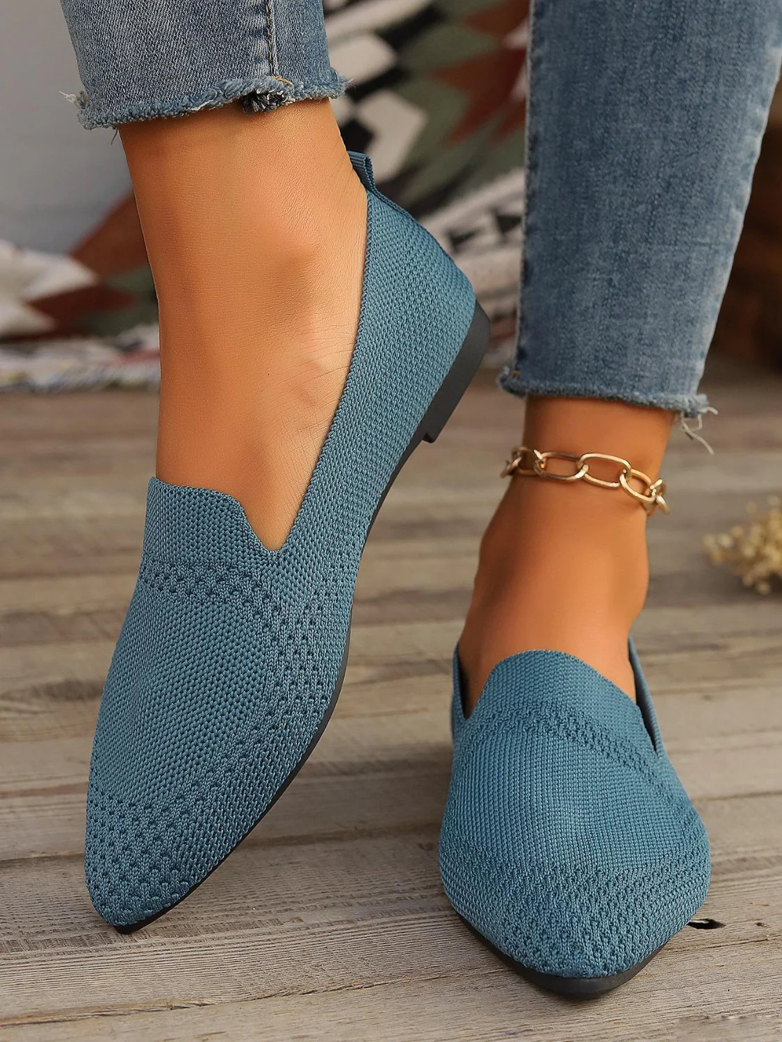 Point Toe Mesh Flats Slip-Ons - Image 6