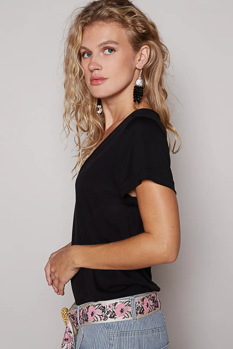 POL Basic V-Neck Short Sleeve T-Shirt - Image 3