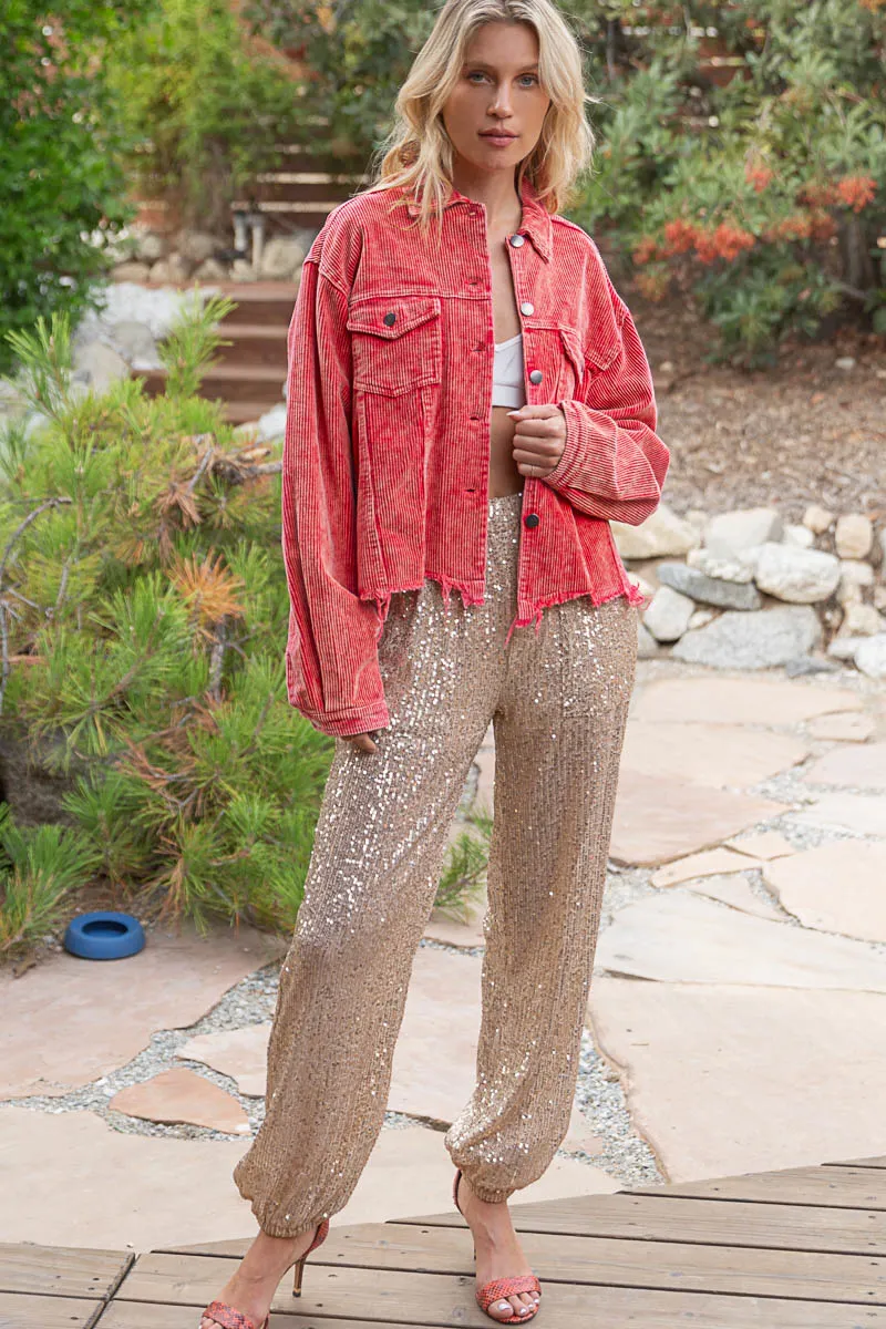 POL Button Down Corduroy Trucker Jacket - Image 3