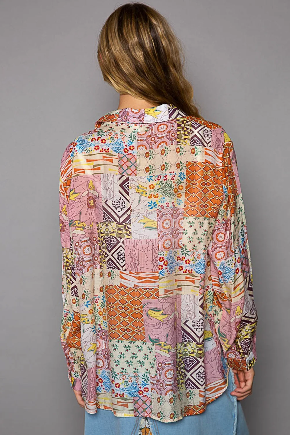 POL Button-Down Long Sleeve Printed Shirt - Image 2