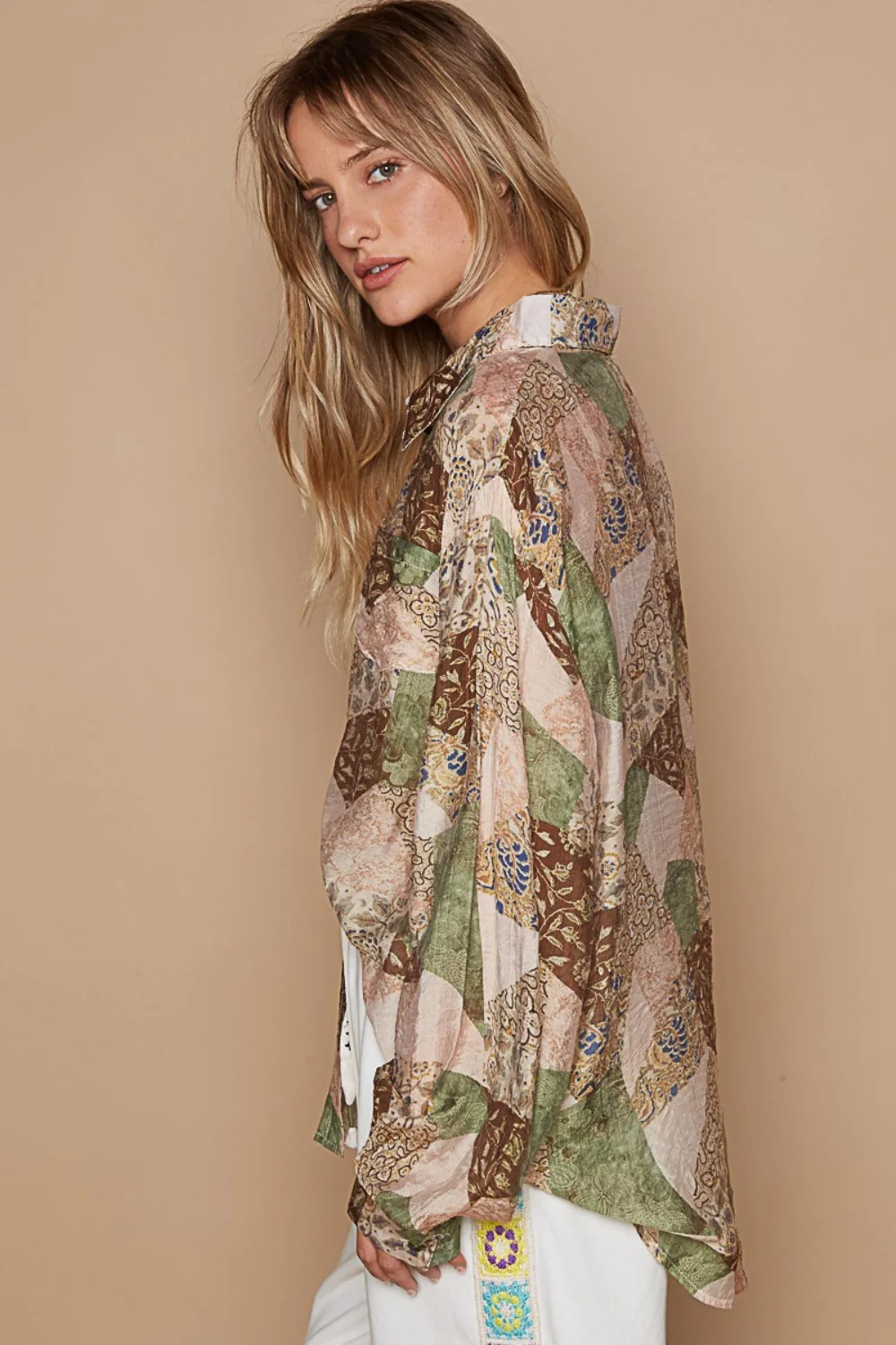 POL Button-Down Long Sleeve Printed Shirt - Image 2