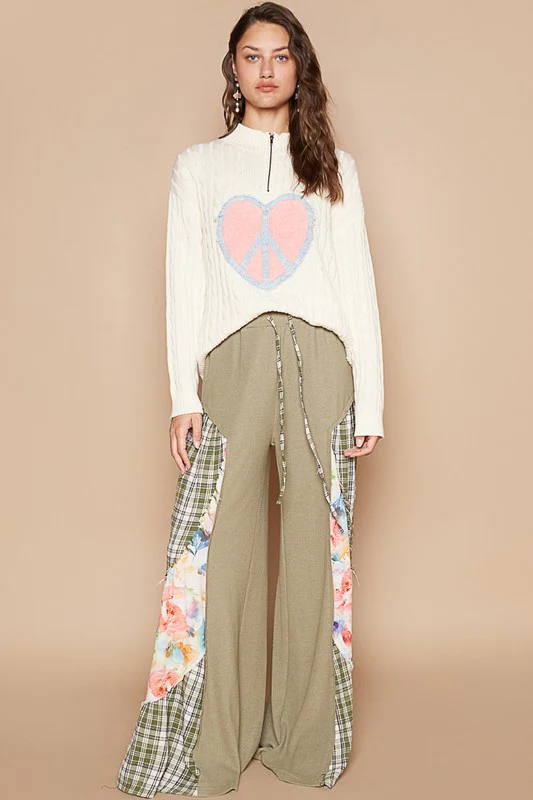 POL Cable-Knit Peace Patch Dropped Shoulder Sweater - Image 5