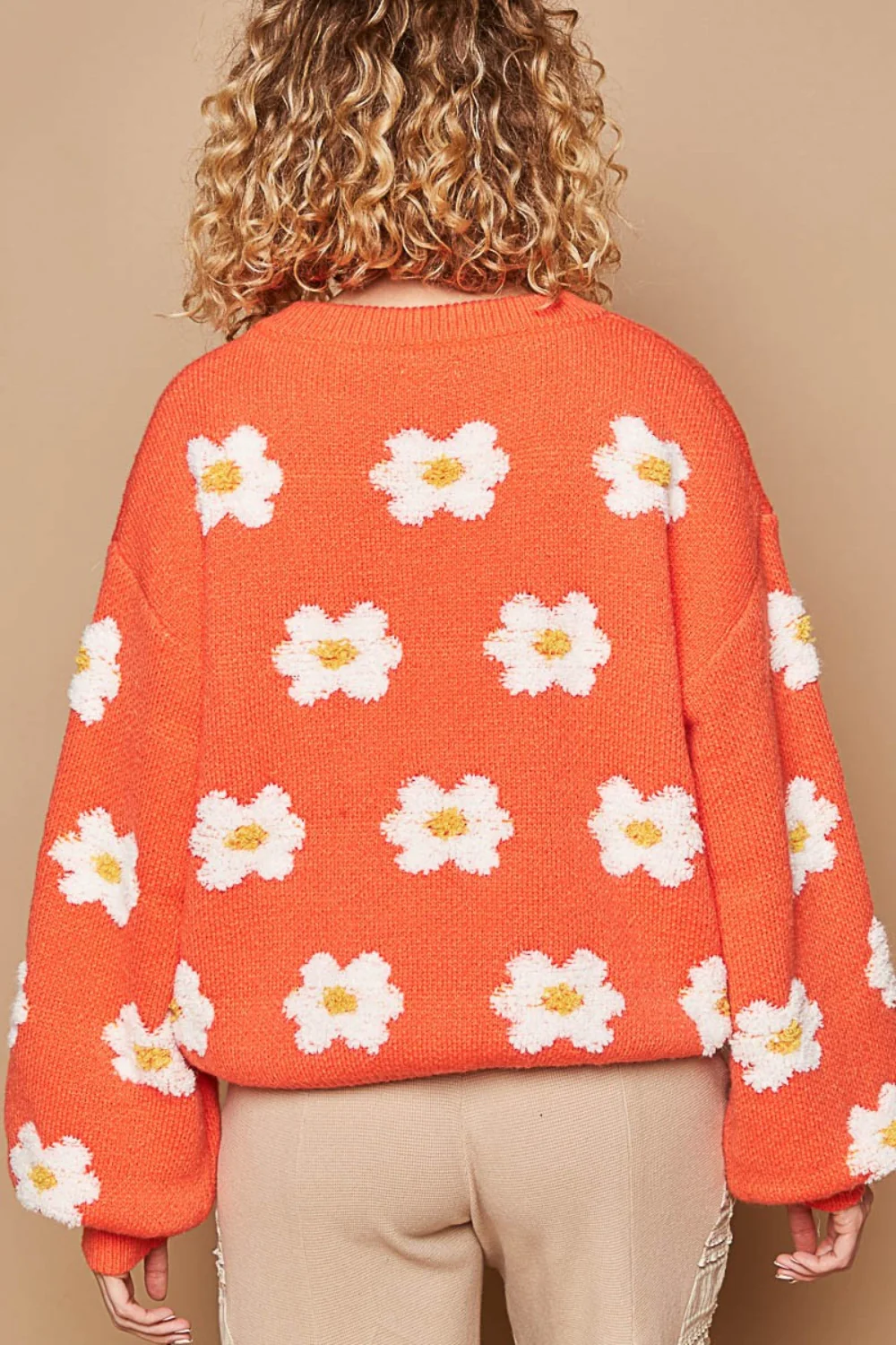 POL Daisy Pattern Drop Shoulder Sweater - Image 2