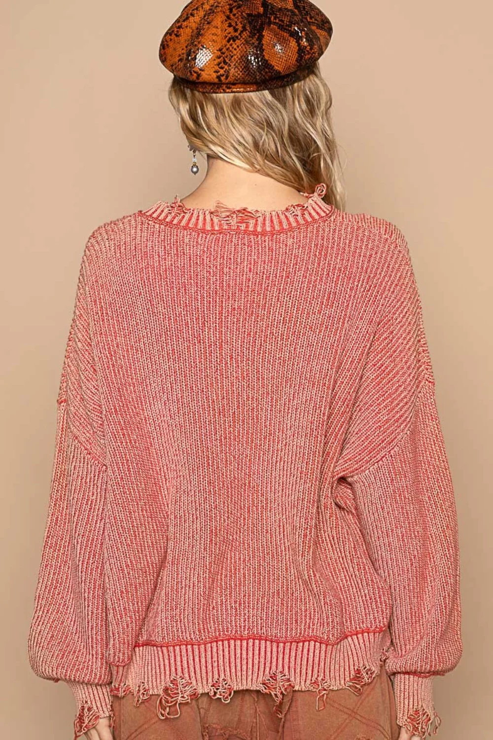 POL Distressed Washed Drop Shoulder Sweater - Image 2