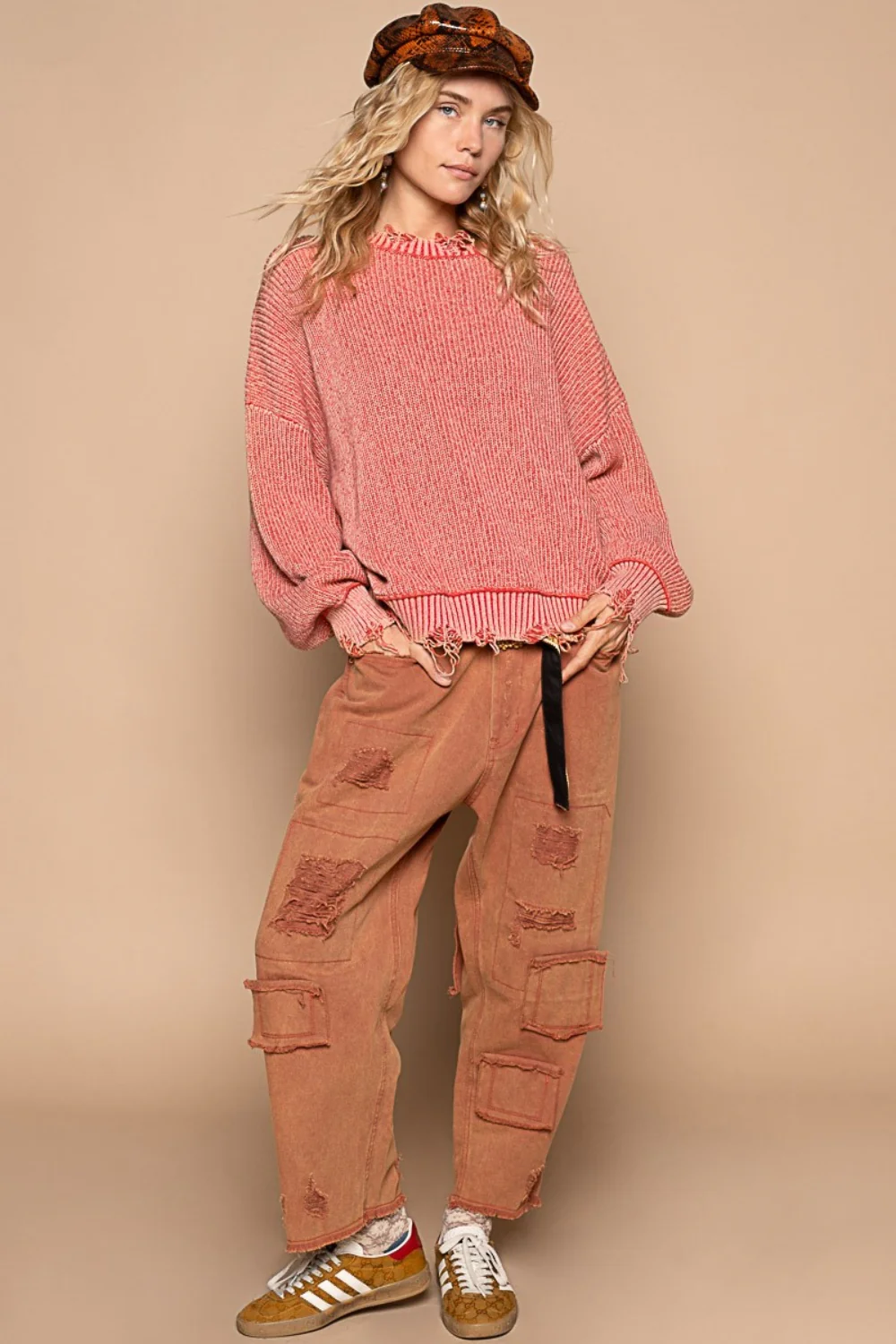 POL Distressed Washed Drop Shoulder Sweater - Image 4