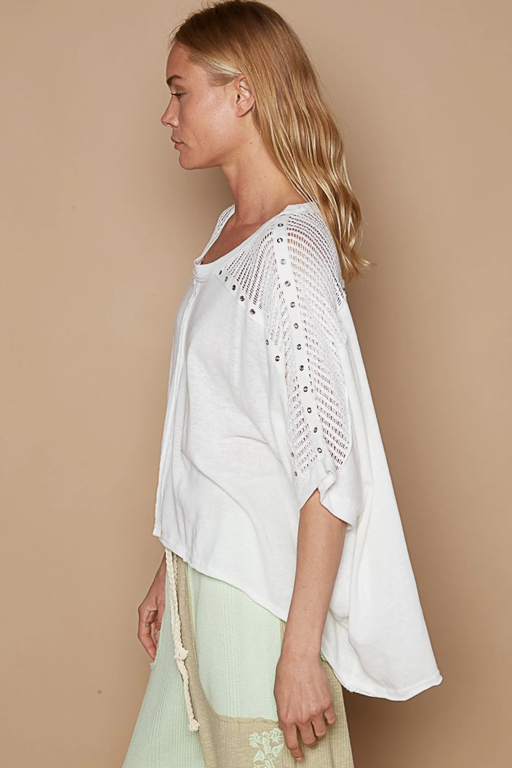 POL Eyelet Detail Studded High-Low Top - Image 3