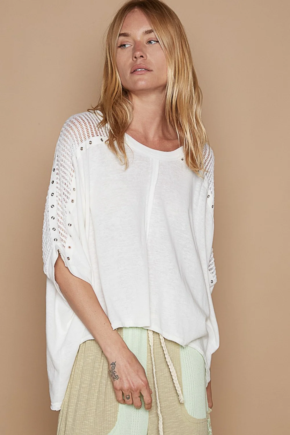 POL Eyelet Detail Studded High-Low Top - Image 4