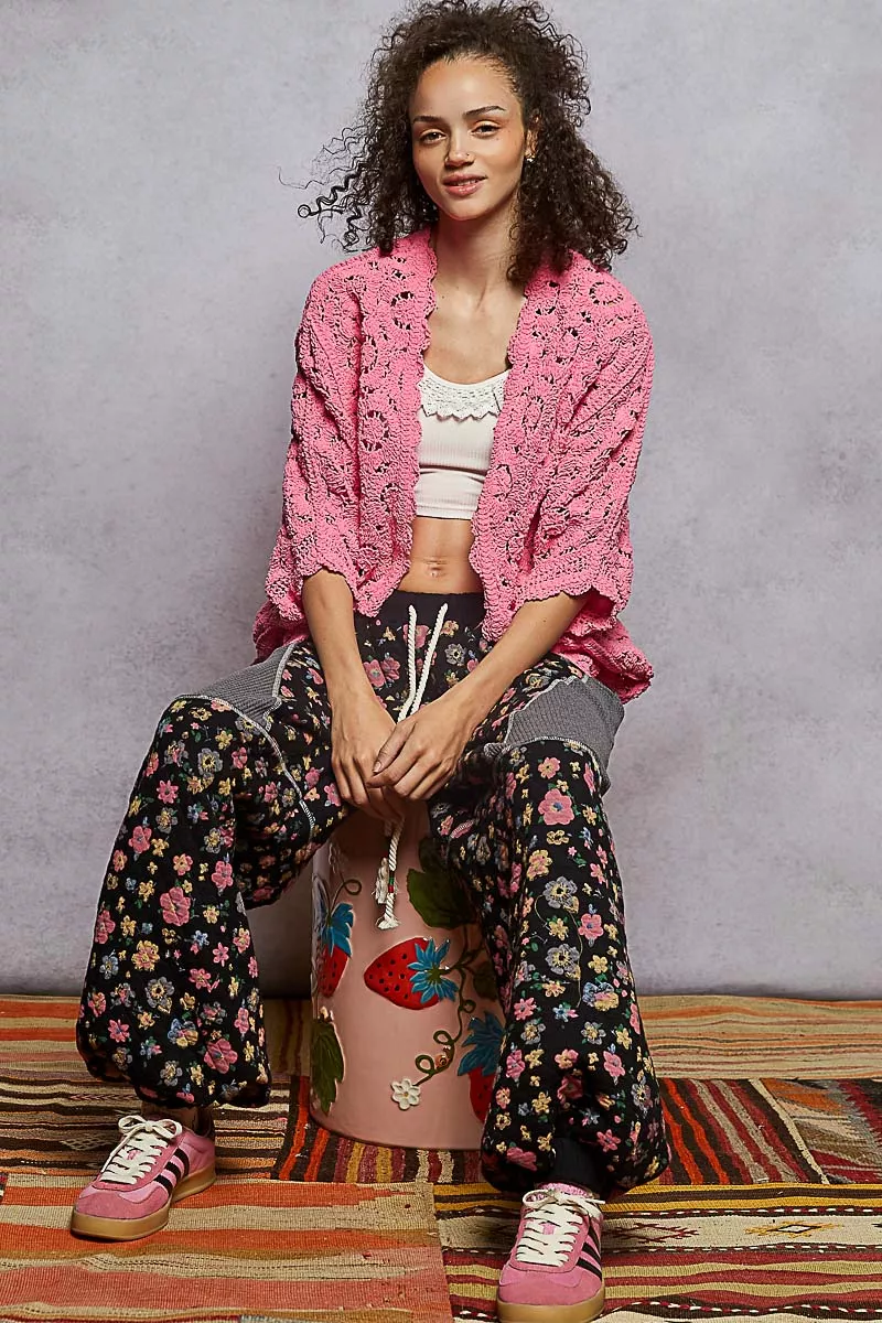 POL Floral Pattern Open Front Cardigan - Image 5