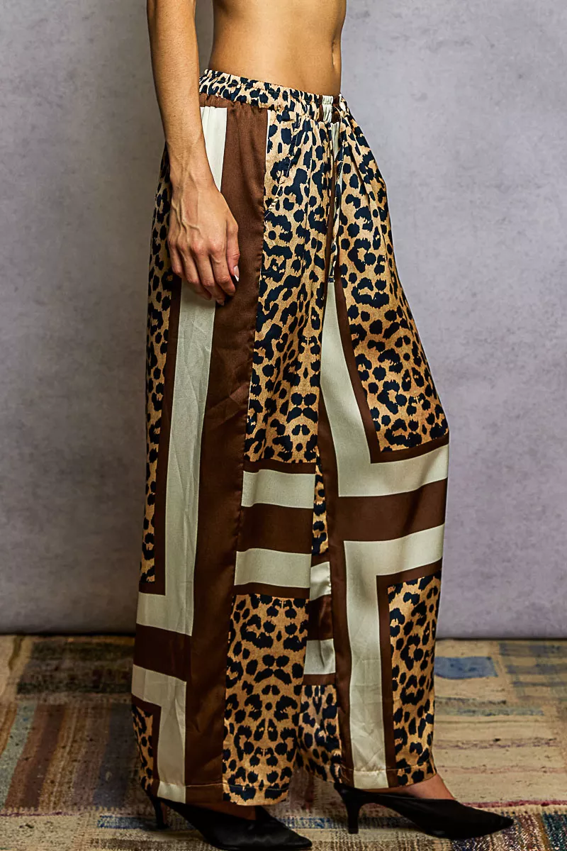 POL Leopard Printed Woven Wide Leg Drawstring Pants - Image 2