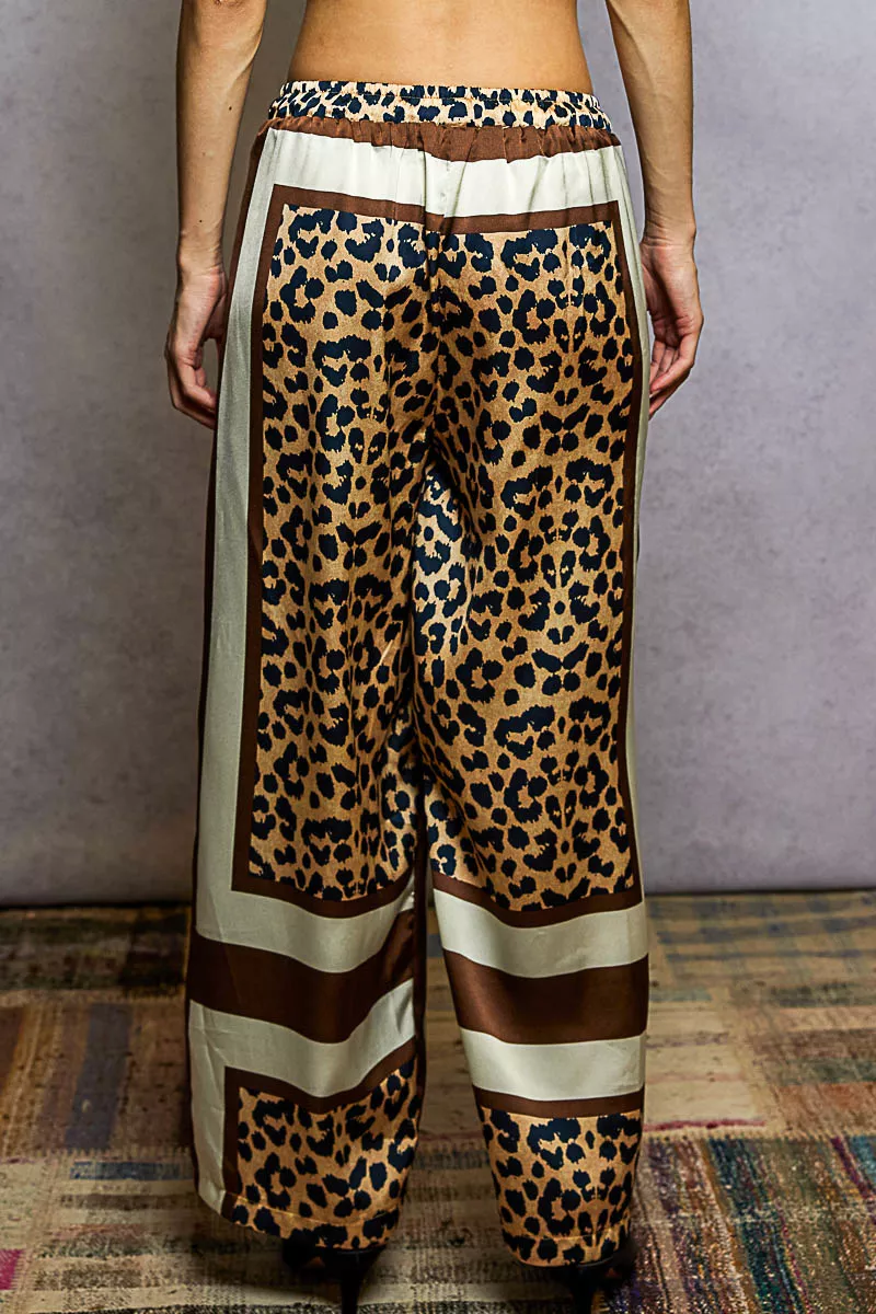POL Leopard Printed Woven Wide Leg Drawstring Pants - Image 3