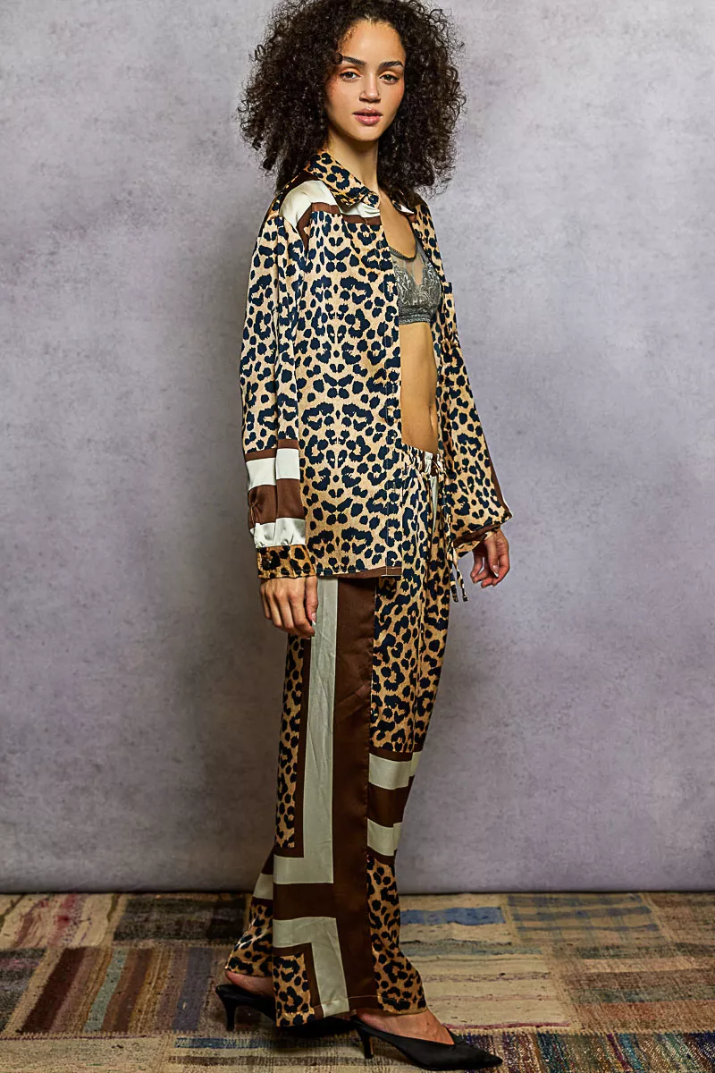 POL Leopard Printed Woven Wide Leg Drawstring Pants - Image 5